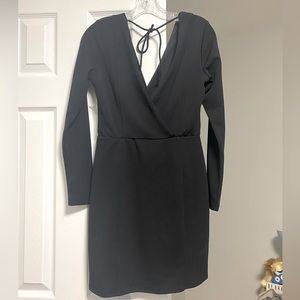 Deep V Black Tight Dress